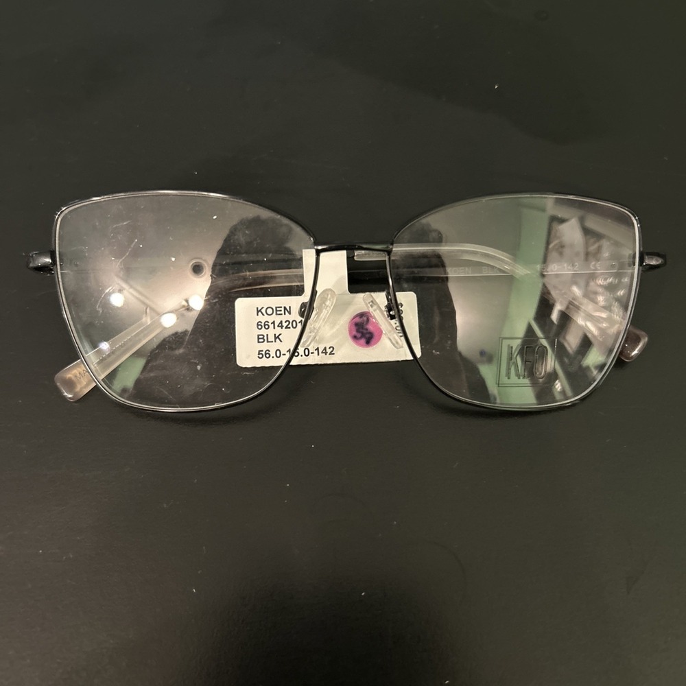 Keo Koen Eyeglass Frames Black Full Rim Cat Eye 56-15-142 NWT Frames Only